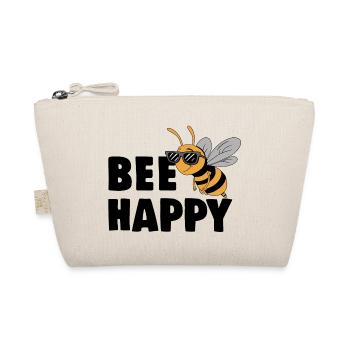 Lustige Biene mit Spruch Bee Happy - Bio-Täschchen - Natur - Vorne