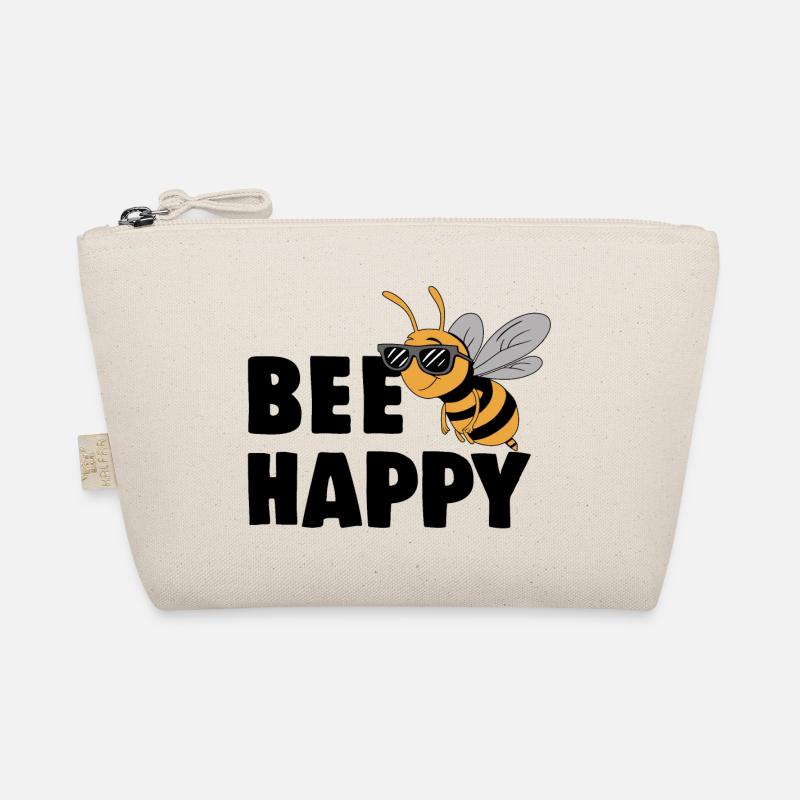 Lustige Biene mit Spruch Bee Happy Bio-Täschchen