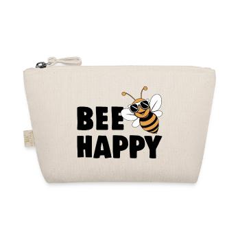 Lustige Biene mit Spruch Bee Happy - Bio-Täschchen - Natur - Vorne