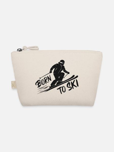 Born To Ski Skifahrer Skifahren Wintersport - Bio-Täschchen - Natur - Vorne
