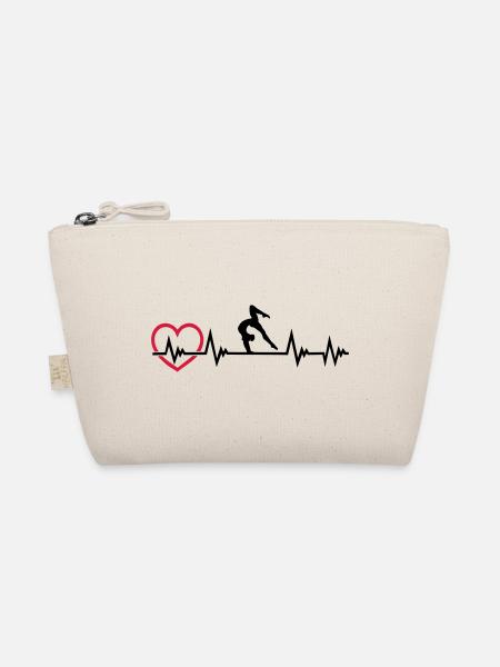 Turnen Herzschlag, Turnerin + Herz EKG - Bio-Täschchen - Natur - Vorne