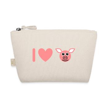 ★ Design colors changeable ★ I love pigs - Organic Pouch - nature - Front