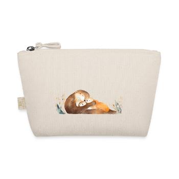 Liebevolle Otter-Mama und Baby - Bio-Täschchen - Natur - Vorne