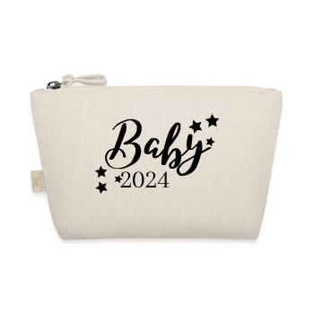Baby 2024 Aufdruck, Herzen, Unisex - Bio-Täschchen - Natur - Vorne
