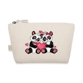 Süßes Panda Paar mit Herz Valentinstag Geschenk - Bio-Täschchen - Natur - Vorne