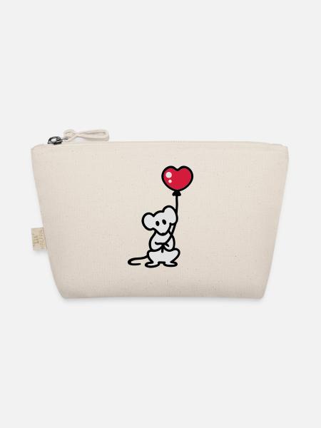 Maus + Ballon - Bio-Täschchen - Natur - Vorne