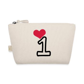 Number 1 & red heart - Organic Pouch - nature - Front