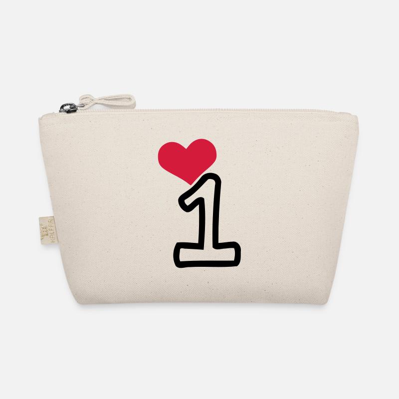 Number 1 & red heart - Organic Pouch - nature