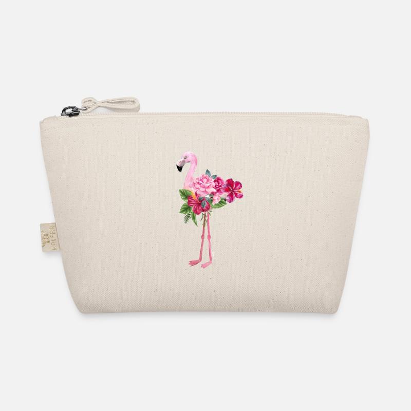 flamingo with flowers Organic Pouch