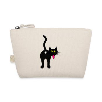 Katze von hinten, coole Katze, schwarze Katze - Bio-Täschchen - Natur - Vorne