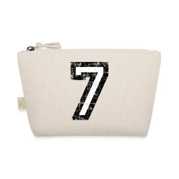 Zahl 7 (Vintage Weiß) 7. Geburtstag Nr. 7 - Bio-Täschchen - Natur - Vorne