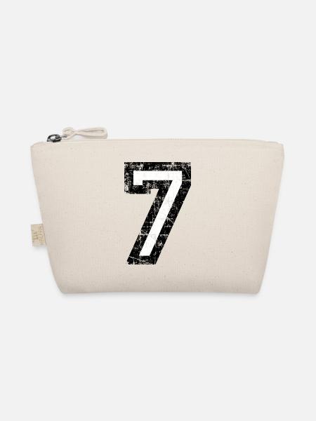 Zahl 7 (Vintage Weiß) 7. Geburtstag Nr. 7 - Bio-Täschchen - Natur