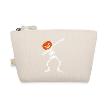 Dabbing skeleton dab pumpkin head Halloween - Organic Pouch - nature - Front