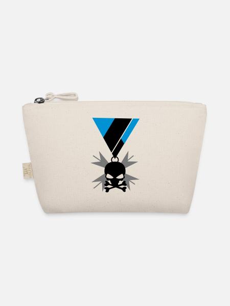 Skull skull and bones medal - Organic Pouch - nature - Front