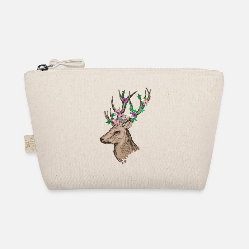 Hirsch mit Blumen - Bio-Täschchen - Natur
