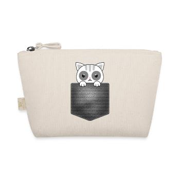 pocket design with cat looking out the top - Organic Pouch - nature - Front