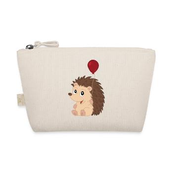 Cute Baby Hedgehog with Balloon - Organic Pouch - nature - Front