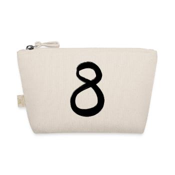 8 Eight Number Hand-Painted Black Gift Idea - Organic Pouch - nature - Front