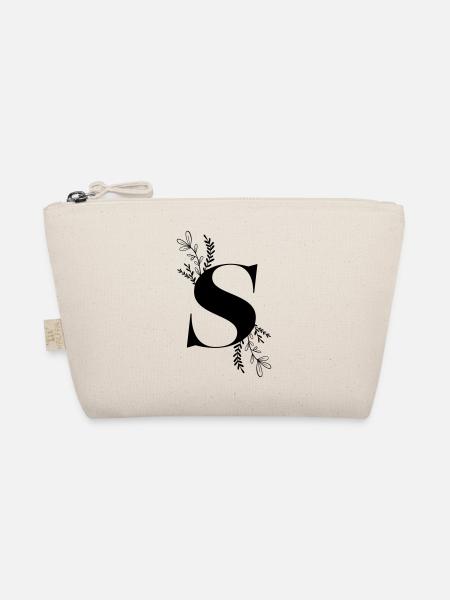 Buchstabe Floral S - Bio-Täschchen - Natur