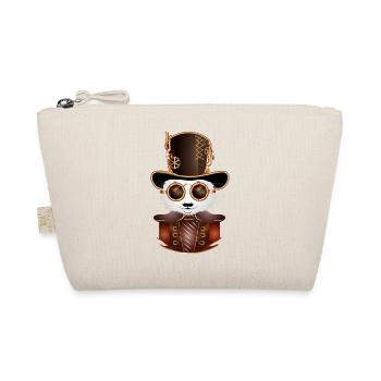 Steampunk Panda Bear with Cylinder Hat and Glasses - Organic Pouch - nature - Front