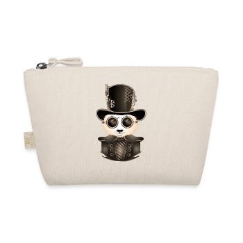 Steampunk Panda with Cylinder Hat & Glasses in Sepia - Organic Pouch - nature - Front