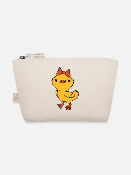 Chick Bow Female Girl - Organic Pouch - nature - Front