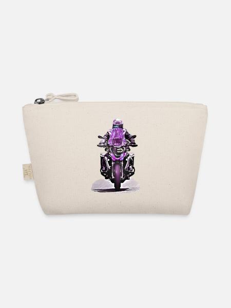 GS Motorradfahrer lila - Bio-Täschchen - Natur - Vorne