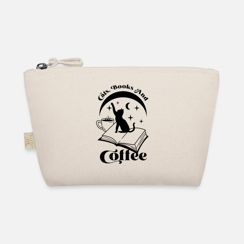 Katze, Buch und Kaffee Bio-Täschchen
