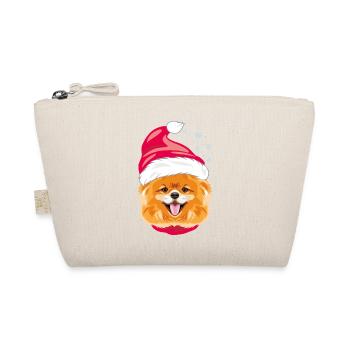 Chien de Poméranie heureux au chapeau du Père Noël - Trousse biologique - nature - Devant