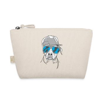 Cooler Hund mit Sonnenbrille (Blau) und Cap - Bio-Täschchen - Natur - Vorne