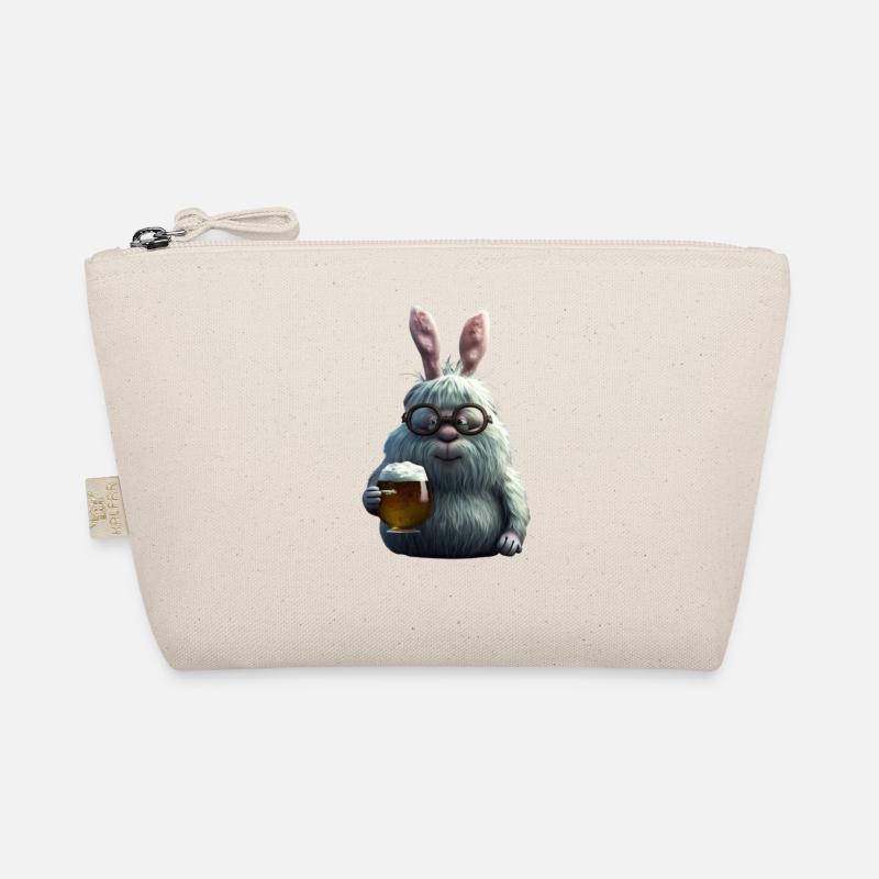 Lustiger Osterhase mit Bier Bio-Täschchen