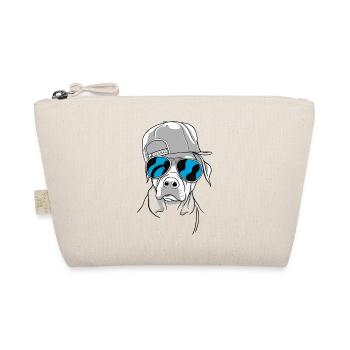 Cooler Hund mit Sonnenbrille (Blau) und Cap - Bio-Täschchen - Natur - Vorne