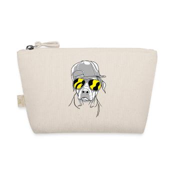 Cooler Hund mit Sonnenbrille (Gelb) und Cap - Bio-Täschchen - Natur - Vorne