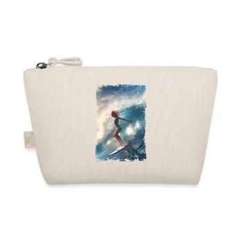 Surfing Woman with Summer Vibes Surf Vintage Style - Organic Pouch - nature - Front