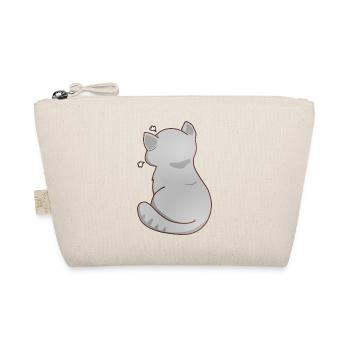 Funny Kawaii Gray Cat, Annoyed Cat - Organic Pouch - nature - Front