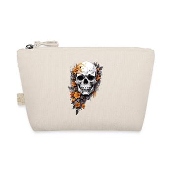 Totenkopf mit Blumen - Bio-Täschchen - Natur - Vorne