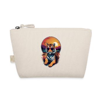 Tiger mit Sonnenbrille und Sonnenuntergang - Bio-Täschchen - Natur - Vorne