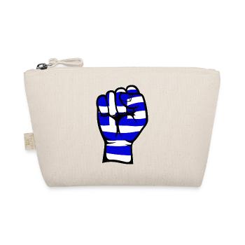 Greece Flag Fist Hand Symbol - Organic Pouch - nature - Front