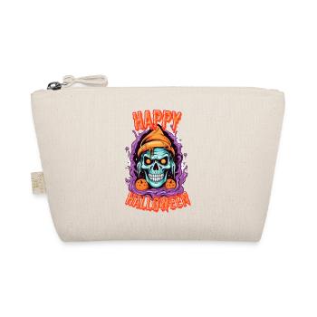 Spooky Halloween Skull with Beanie - Organic Pouch - nature - Front