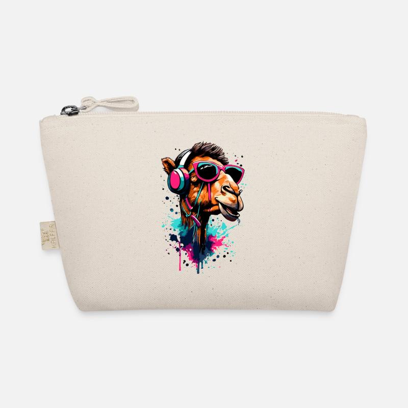 Camel Dromedary Colorful with Headphones - DJ Camel Organic Pouch