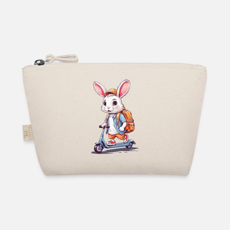 Funny School Beginner Bunny on Scooter Design Organic Pouch