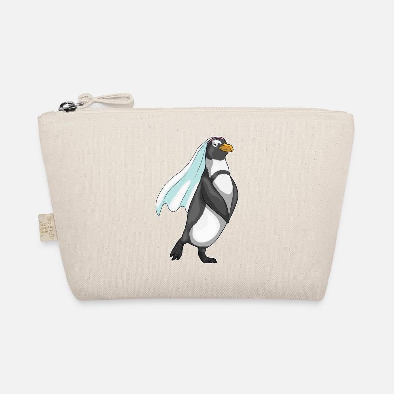 Pinguin Braut Schleier Hochzeit - Bio-Täschchen - Natur