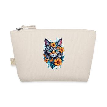 Katze und Blume Aquarell - Bio-Täschchen - Natur - Vorne
