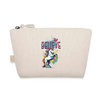 Einhorn Glaube Vintage Retro Bunt Modern Trend - Bio-Täschchen - Natur - Vorne