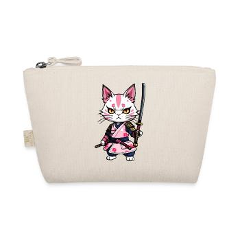Chat samouraï & fleurs de cerisier #8 - Trousse biologique - nature - Devant