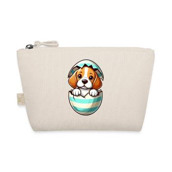 Colorful Beagle Dog Easter Egg Hatching Design - Organic Pouch - nature - Front