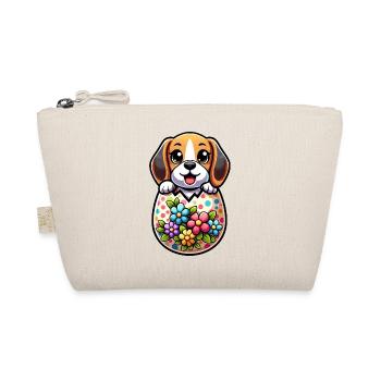 Colorful Easter Egg Beagle Hatching Design - Organic Pouch - nature - Front