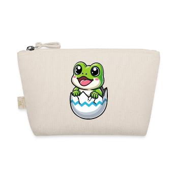 Buntes Osterei mit Schlüpfendem Frosch Motiv - Bio-Täschchen - Natur - Vorne