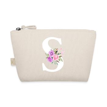 Purple Floral Letter S - Organic Pouch - nature - Front
