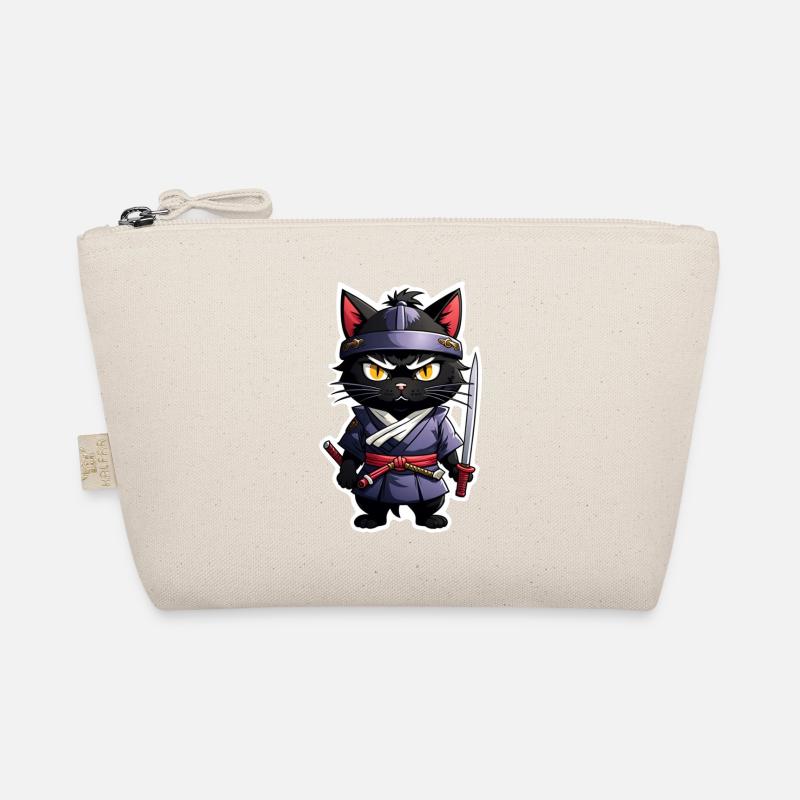 Ninja Cat - Samurai Kitten - Organic Pouch - nature